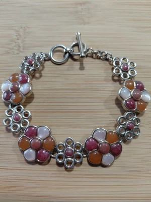 Brazalete vintage WK Sterling MOP ágata rodocrosita cierre palanca tamaño 7,5-8,5" Foto 1 de 4