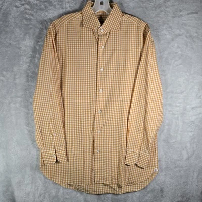 Camisa de vestir Isaia Napoli a cuadros con botones para hombre talla 16/41 naranja a cuadros ¡Leer descripción! Foto 1 de 4