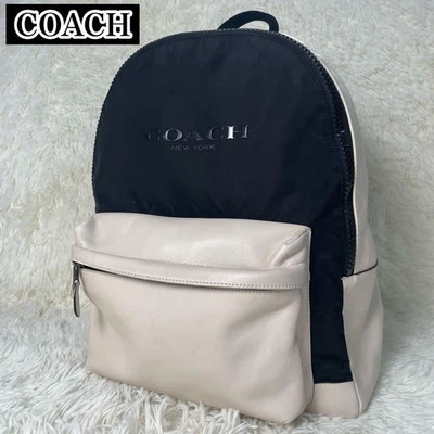 Import duty included  Coach Leather Backpack Rucksack White & Black Signature - Image 1 of 4