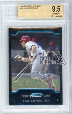 Yadier Molina 2004 Bowman cromo primera tarjeta #301 BGS 9,5 (sin subcalificaciones) Foto 1 de 2