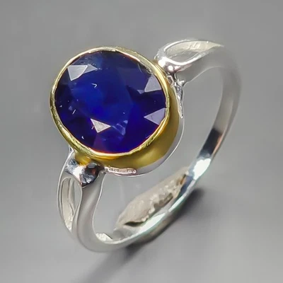 AAA Color blue Blue Sapphire Ring 925 Sterling Silver Size 6.5 /R439057 - Image 1 of 4