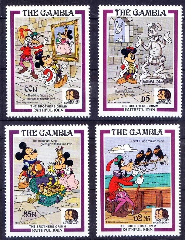 Gambia 1985 MNH 4v, Disney, Cartoons, Faithful John  - Image 1 of 1