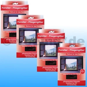 4x FENSTER FLIEGENGITTER FLIEGENNETZ 130 x 150 cm schwarz Moskito Insekten Netz - Bild 1 von 4