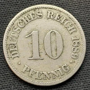 1889 Germany 10 Pfennig Coin XF A MINT #M39 - Picture 1 of 2