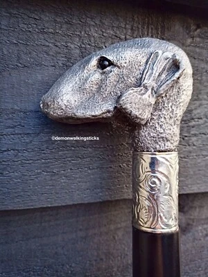 Pewter 'Bedlington Terrier' Handled Walking Stick Collectible. - Image 1 of 4