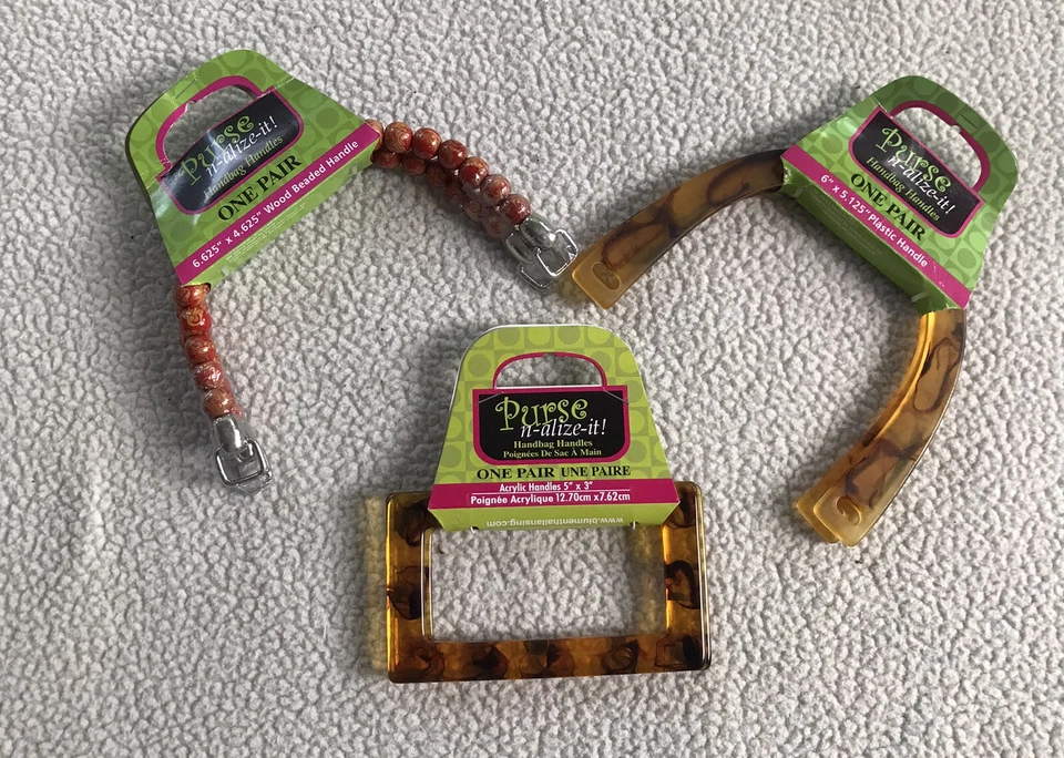 Handbag Handles 3 Sets Plastic Acrylic wood Bead See Details Purse N Alize It - Image 1 of 4