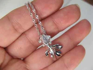 LUCKY FISH Sterling Silver Charm Pendant Necklace with 18" Chain E - Picture 1 of 3
