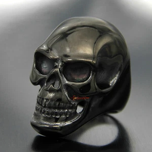 Men's Rocker Biker Skull Ring Huge Black Gothic Ghost Rider 316L Stainless Steel - Picture 1 of 10