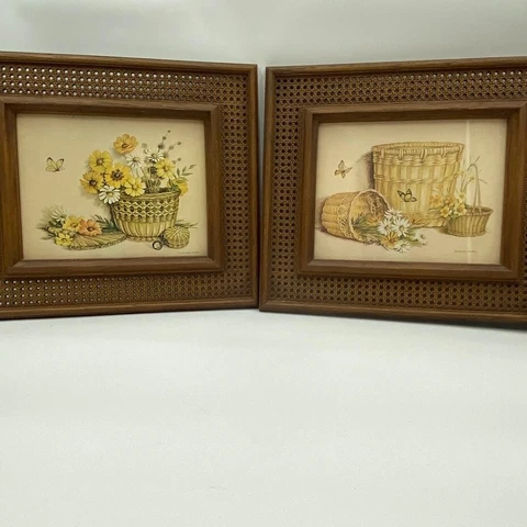 Vintage 2 Homco Floral Butterfly Picture Plastic Lattice Frame Claudessa Carter Cover
