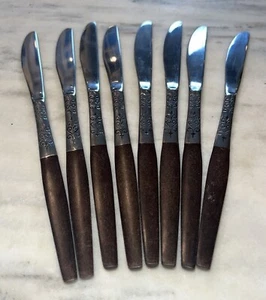 Set Of 6 Interpur Stainless Japan Flatware Dinner Knives Black Canoe Scroll Neck - Picture 1 of 4