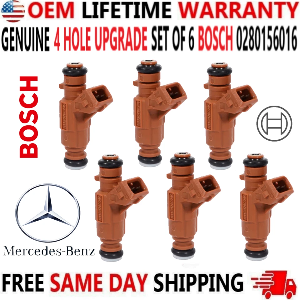 Inyectores de combustible originales BOSCH 4 orificios actualización x6 para Mercedes-Benz V6 V8 2003-2008 Foto 1 de 4