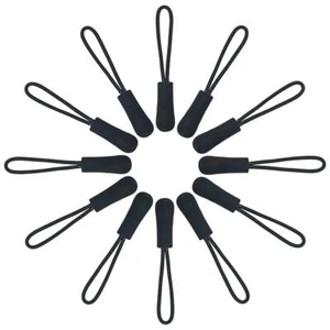 Black Zipper Pulls Fixer Nylon Cord Extension Zipper Tab Tag Replacement 20 Pcs - Picture 1 of 7