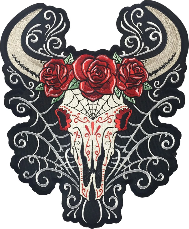 Lethal Threat D.O.D Western Skull Large Embroidered Patch Black/Red - Imagem 1 de 1