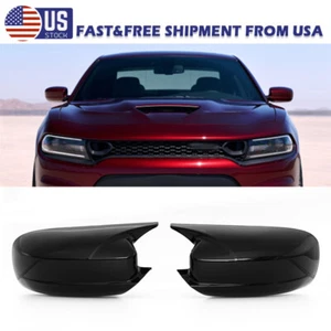 For 2015-23 Dodge Charger SRT Glossy Black Horn Side Wing Mirror Cover Cap Trim - Bild 1 von 11