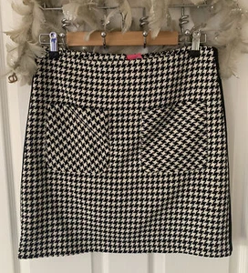 TU Ladies Smart Black & White Dogtooth Skirt With Front Pockets S12 L18inch NNT - Picture 1 of 8