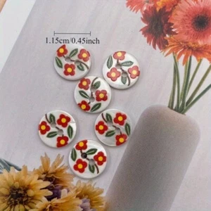 10pcs Floral Natural Shell Flat Button 2-hole Garment DIY Sewing Craft 1.15cm - Picture 1 of 6