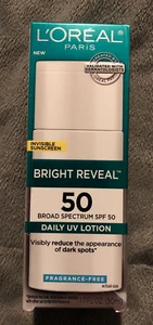 New Loreal Bright Reveal Daily UV Lotion Sunscreen SPF 50 Dark Spots 08/2025 - Picture 1 of 4