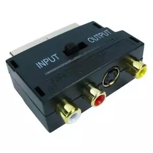 Adaptador SCART AV bloque a 3 RCA fono compuesto S-Video con interruptor de entrada/salida DORADO - Imagen 1 de 1