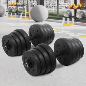 Weight Dumbbell Set Adjustable 66 LB Cap Gym Home Barbell Plates Body Workout - Picture 1 of 9