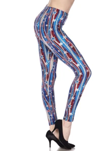 Adult LEGGINGS ~ Modern USA Flag, Stars & Stripes, Patriotic ~ One Size - Picture 1 of 6