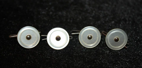 Antique Victorian  Pearl Shell Brass Shank with Pins Buttons a set of 4 Cover
