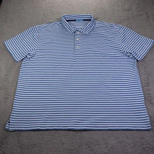 J. Mclaughlin Polo Shirt Mens XL Blue White Striped Performance Casual Preppy - Picture 1 of 7