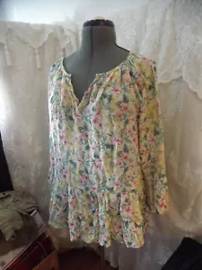 COUNTERPARTS Bauernstil RÜSCHEN TOP gelb rosa geblümt GR XL - Bild 1 von 8