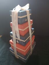 Decorative Stackable Gift, Storage Rectangle Boxes Blue And Peach  Set of 5