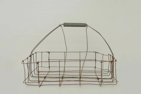 Large Antique Rustic Primitive Farmhouse Wire Basket Cover