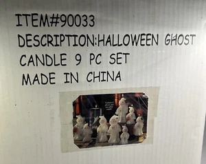 Neu im Karton 9-teiliges Halloween Geisterkerzen-Set #90033 8 Geisterkerzen & 1 Stumpenkerze - Bild 1 von 5