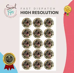 15X 2" T REX DINOSAUR PERSONALISED BIRTHDAY ROUND EDIBLE CUPCAKE TOPPERS - Picture 1 of 1