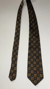 Cavendish Silks Necktie Made in England Navy/Black Medallion - Picture 1 of 7