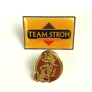 Vintage Advertisement Pins Set Team Stroh and Giemme Torino Logo RARE Lot of 2 - Picture 1 of 6