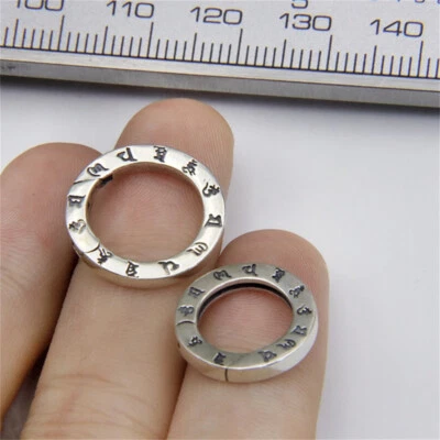 Silver Buddhist  Six Character Truth Round Clasp Connection Spring Ring DIY - Image 1 of 4