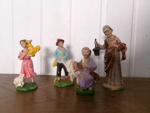 Ancien 3 santons terre le berger la bergère Joseph et 1 lanterne plastique Italy - Picture 1 of 8