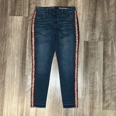 Laurie Felt Pull On Silky Sequin Stripe Ankle Skinny Stretch Jeans - Medium - Image 1 of 4