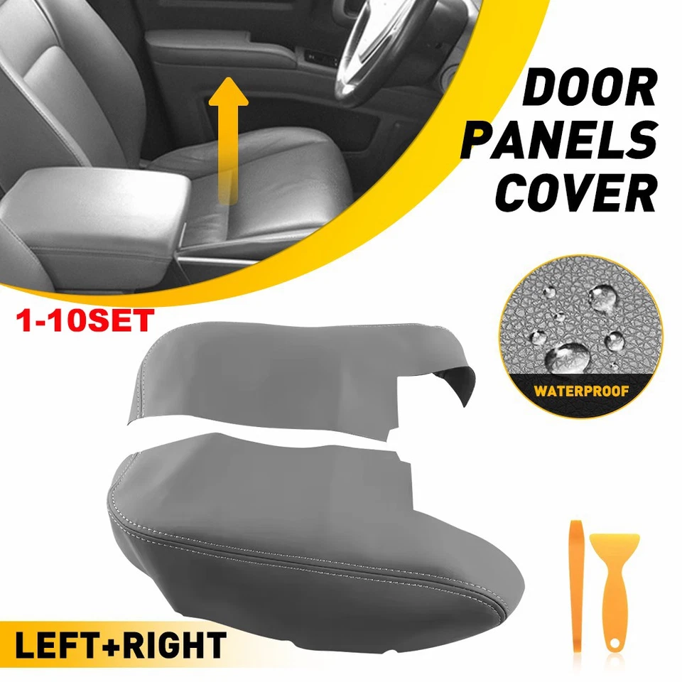 Pair Gray Door Panel Armrest Cover Lid Leather For 2006-2014 Honda Ridgeline - Image 1 of 4