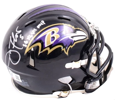 Minicasco de velocidad firmado por Joe Flacco Baltimore Ravens con SB MVP-Beckett con holograma Foto 1 de 4