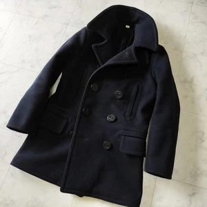 BUZZ RICKSON'S Long Peacoat Navy Wool Melton Br14146 Men's #EE ZBA - Picture 1 of 13
