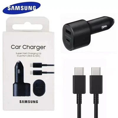 Cargador Coche 45W Samsung Galaxy MAX Cable USB-C Doble Puerto Carga Rápida 5A 3.3ft Foto 1 de 4
