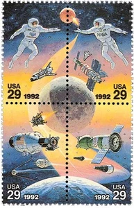 SPACE ACCOMPLISHMENTS--Block of 4 Collectible Stamps--FREE SHIPPING - Picture 1 of 1