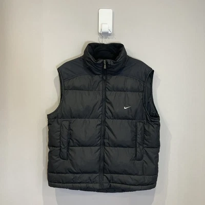 Nike Down Puffer Gilet Mens Medium Black Vest Bodywarmer Padded Relaxed - Image 1 of 4