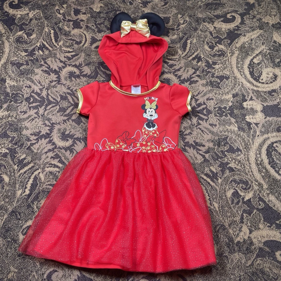 Disney Minnie Mouse Sleeve Tutu Red Dress-hoodie Girls Size Size 5 - Image 1 of 4