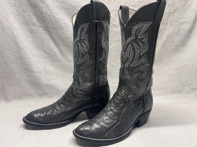 Botas occidentales hechas a medida para mujer 9 B gris pluma completa cuero avestruz superposiciones Foto 1 de 4