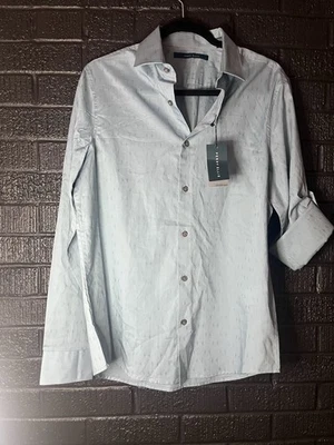 PERRY ELLIS Blue Long Sleeve Front Button Down Shirt - New - Image 1 of 4