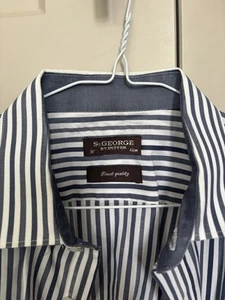 St George by Duffer striped shirt Mens 16” Collar Long Sleeved Men’s - Picture 1 of 4