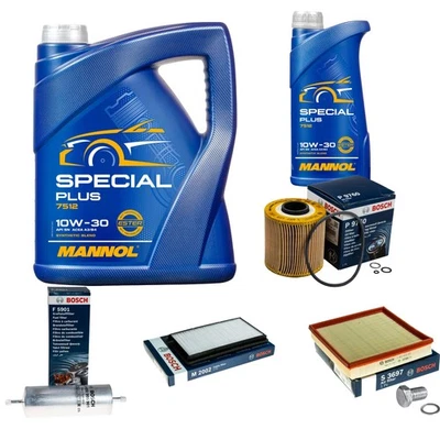 BOSCH Inspektionspaket 6L MANNOL Special Plus 10W-30 für BMW 3er Cabriolet 318i - Bild 1 von 4