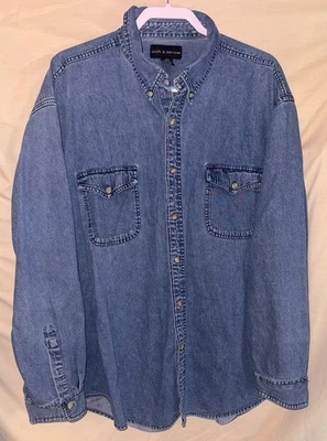 Croft & Barrow Men’s XXL Denim Button Down Shirt Long Sleeve 100% Cotton - Image 1 of 4