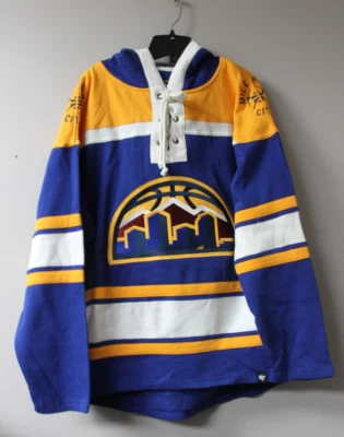 New NBA Denver Nuggets Lacer jersey style mid weight cotton hoodie men's L - Image 1 of 4