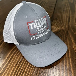 Trump 2024 “Fix America Again” Adult One-Size Adjustable Mesh Ball Cap - Gray - Picture 1 of 5